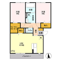 JR南武線 矢野口駅 徒歩5分の賃貸アパート 3階2LDKの間取り