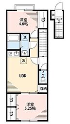 ヴィッラホーム七番館 2階2LDKの間取り