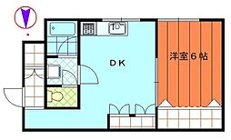 東急東横線 新丸子駅 徒歩7分の賃貸マンション 1階1DKの間取り