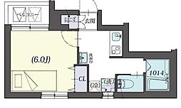 クリスタルコート中野新橋 4階1Kの間取り
