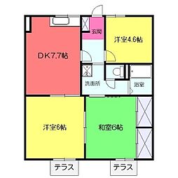 ジュネスハイムＡ 1階3DKの間取り