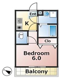 Sakado-terrace 2階1Kの間取り