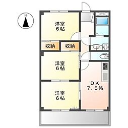 サザンフィールド 3DKの間取図画像