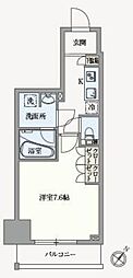 アジールコート塩浜キャナル 1Kの間取図画像