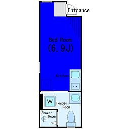 東急目黒線 不動前駅 徒歩9分の賃貸アパート 1階ワンルームの間取り