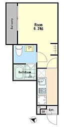 メゾングリーズ五香南 1Kの間取図画像