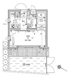 クラシア千歳船橋アーバンプレミオ 1Kの間取図画像
