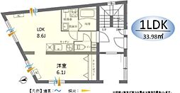 プラティーク目黒洗足 1LDKの間取図画像