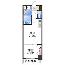 シャルマンフジ和歌山駅前 3階1DKの間取り