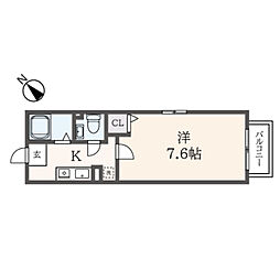 セリジェ 1Kの間取図画像