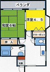 パークハイム 2階2DKの間取り