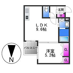 近鉄難波線 布施駅 徒歩6分の賃貸マンション 1階1LDKの間取り