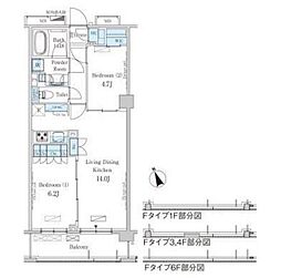 パークアクシス駒込ヒルトップ 1階2LDKの間取り