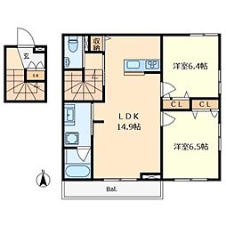 Urban Suites Kunitachi 2LDKの間取図画像
