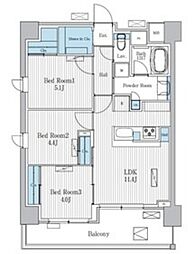 Ｔｅｒｒａ蚕糸の森 4階3LDKの間取り