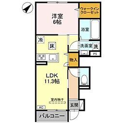 カルムベルフルール 1LDKの間取図画像