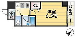 エスリード三宮フラワーロード 6階1Kの間取り
