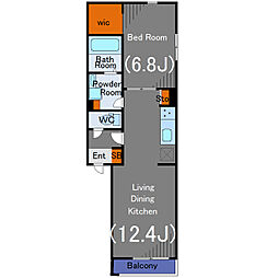BURWOOD 1LDKの間取図画像