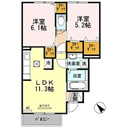 山陽電鉄本線 中八木駅 徒歩13分の賃貸アパート 1階2LDKの間取り
