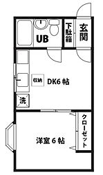 パレスプレジデント2 1DKの間取図画像