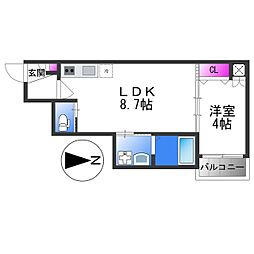 近鉄奈良線 河内花園駅 徒歩10分の賃貸アパート 2階1LDKの間取り