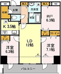 ロイヤルKJ 9階2SLDKの間取り