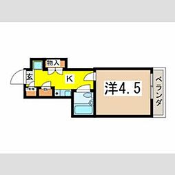 上板橋ダイカンプラザシティII 3階1Kの間取り