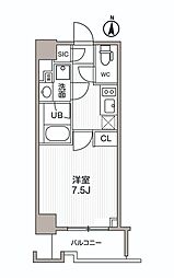 シーズンフラッツ両国サウス 9階1Kの間取り