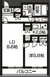 サーティーフォーII 1階1LDKの間取り