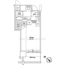 ザ六本木東京クラブレジデンス ワンルームの間取図画像