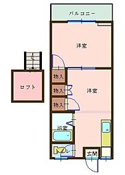 クイーンキャッスル 1DKの間取図画像