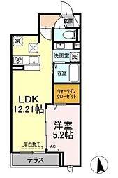 セレスティア松江 1階1LDKの間取り