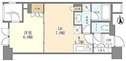 シティハウス東京新橋 8階1LDKの間取り