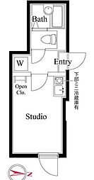 新子安ヒルズ ワンルームの間取図画像