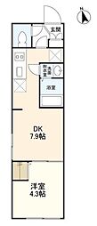 ウェルスクエアイズム中野坂上 1DKの間取図画像
