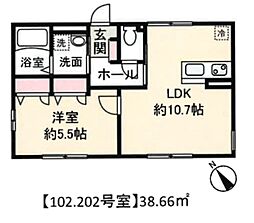 ラ・クラッソ 1階1LDKの間取り