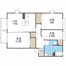 シャン・ヴィオレ　Ａ棟 1階3LDKの間取り