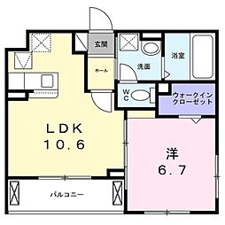 ハレレア 2階1LDKの間取り