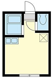 ユナイト宮田町ルーカス・バスケス 1階ワンルームの間取り