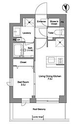 コンフォリア戸越公園 4階1DKの間取り