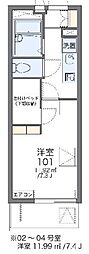 レオパレスリオ2 1Kの間取図画像