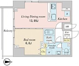 プラウドフラット神楽坂2 1LDKの間取図画像