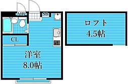 アップルハウス弘明寺2 1Kの間取図画像