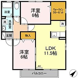 アンシプレ 2LDKの間取図画像