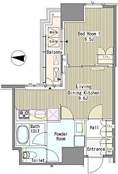ホワイトタワー浜松町 1LDKの間取図画像