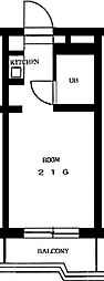 ユースフル祐天寺No.2 ワンルームの間取図画像