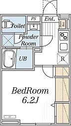 エクレール芦花公園 2階ワンルームの間取り