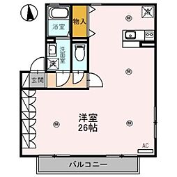 シンフォニータウンIII E棟 2階ワンルームの間取り