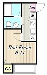 アザーレ・パッシオ本厚木B0 1階1Kの間取り