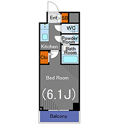 都営三田線 白金高輪駅 徒歩8分の賃貸マンション 2階1Kの間取り